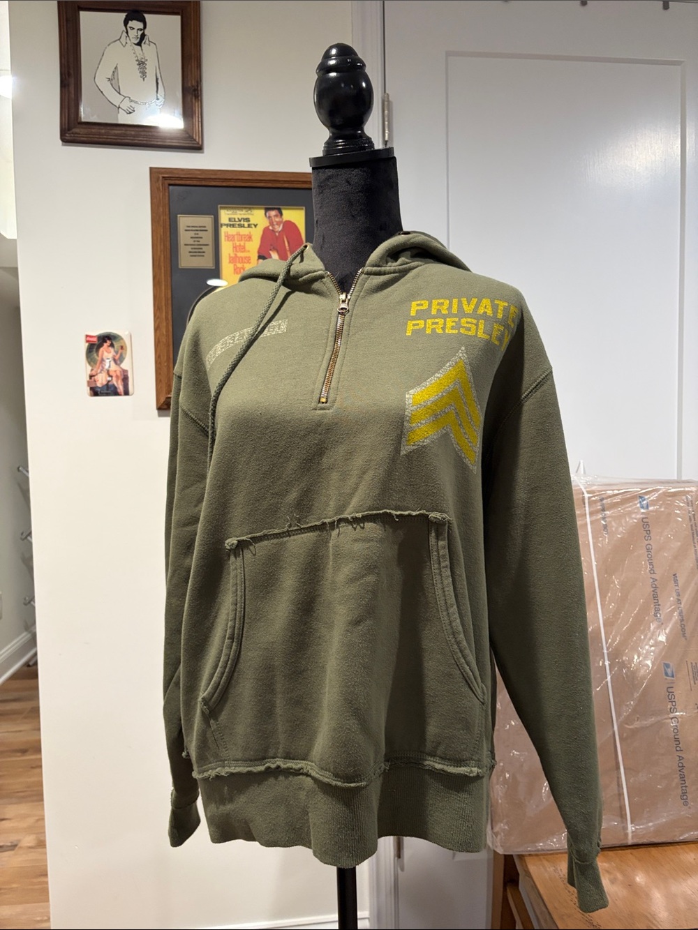 Private Presley Olive Green Military-Style Half-Zip Hoodie